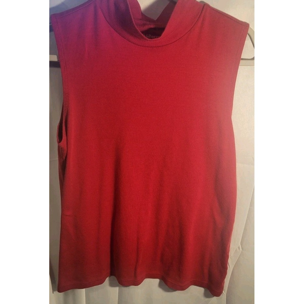 WOMEN'S CROFT & BARROW Knit Red Sleeveless Mock Neck Barbie Barbiecore Size L